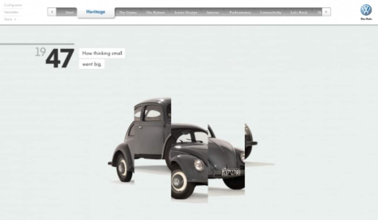 page of the volkswagen site